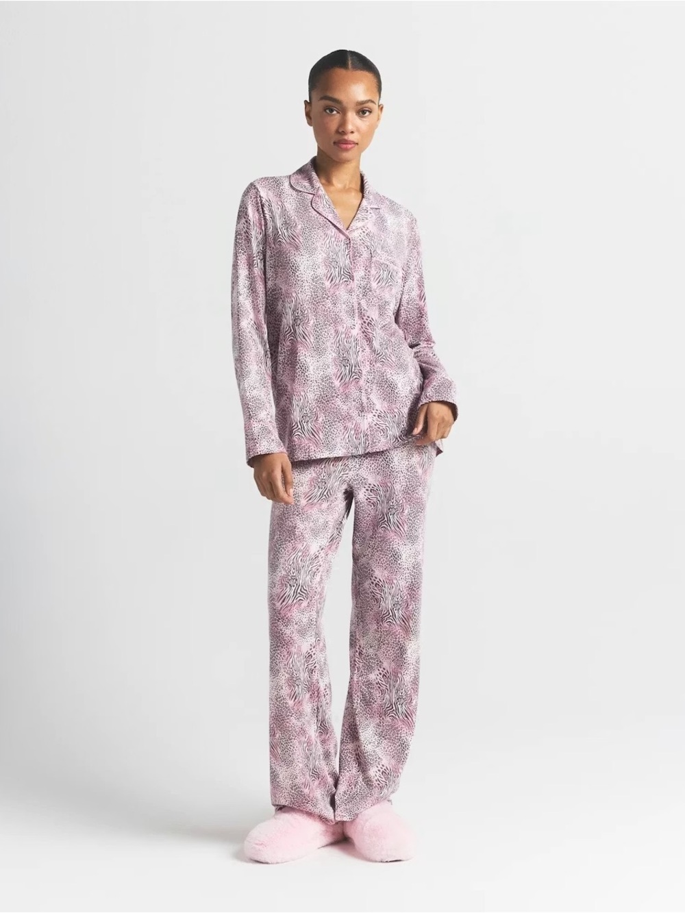 SKIMS Pink Printed Long-Sleeve Pajama Set